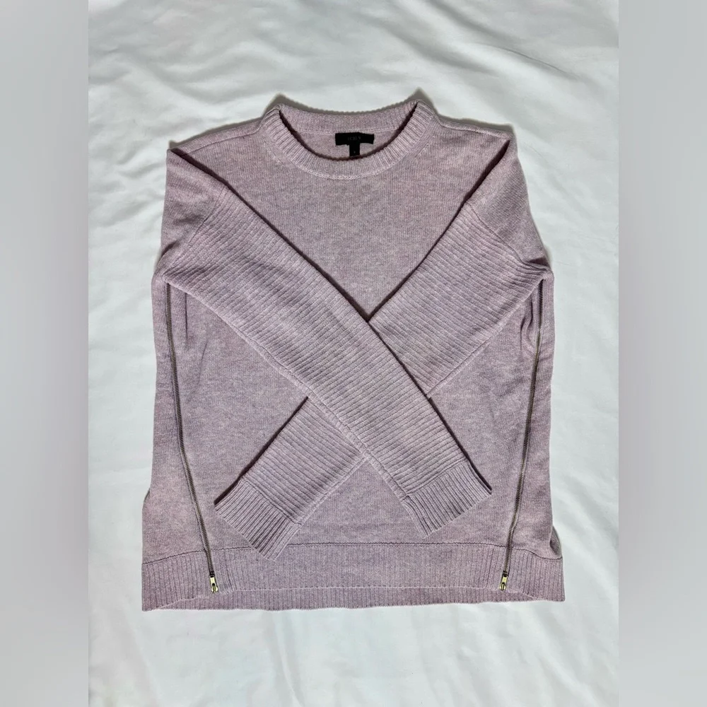 J. CREW 100% Wool Zippered Crew Neck Sweater Multicolor Lilac Women's Size Small
